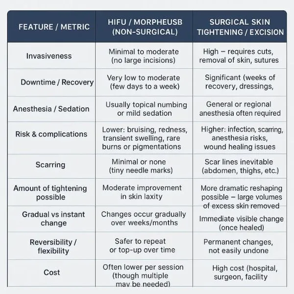 Lost the Weight but Not the Loose Skin? 3 A table showing the benefits of Lipo Sculpt Ely treatments to combat loose skin.